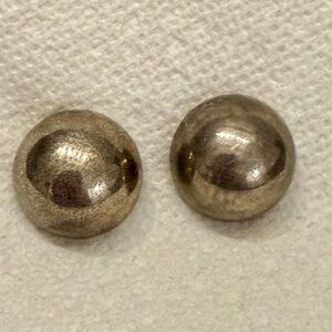 Vintage Sterling Silver 925 Round Domed Button Earrings Jewelry